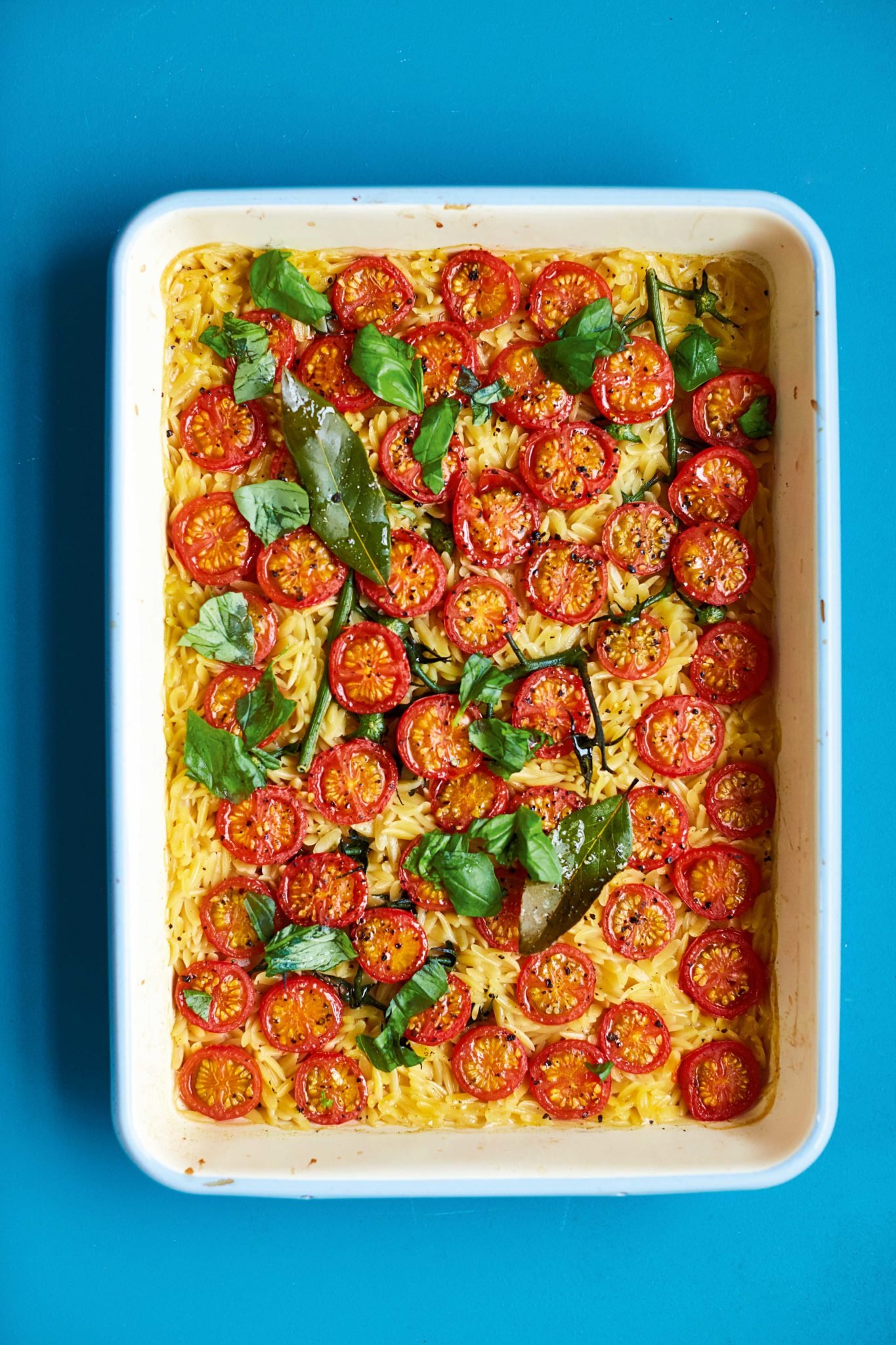 Rukmini's tomato orzo bake