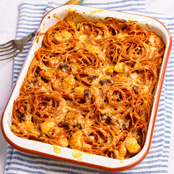 spaghetti butter bean bake