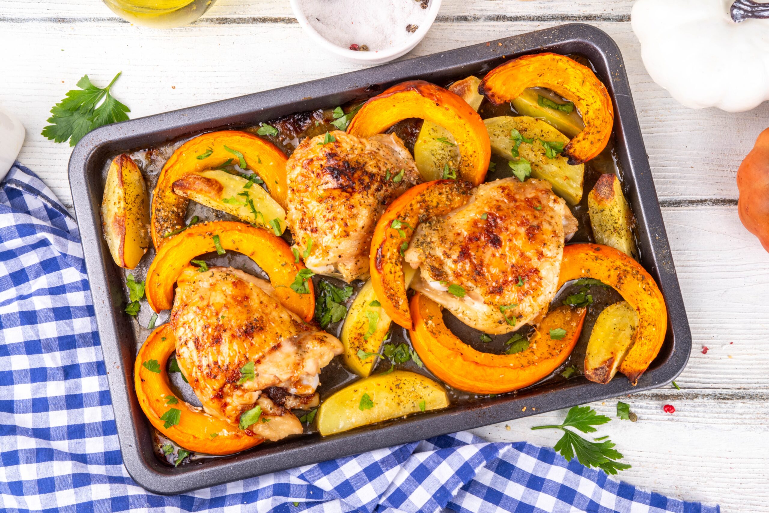 squash chicken traybake