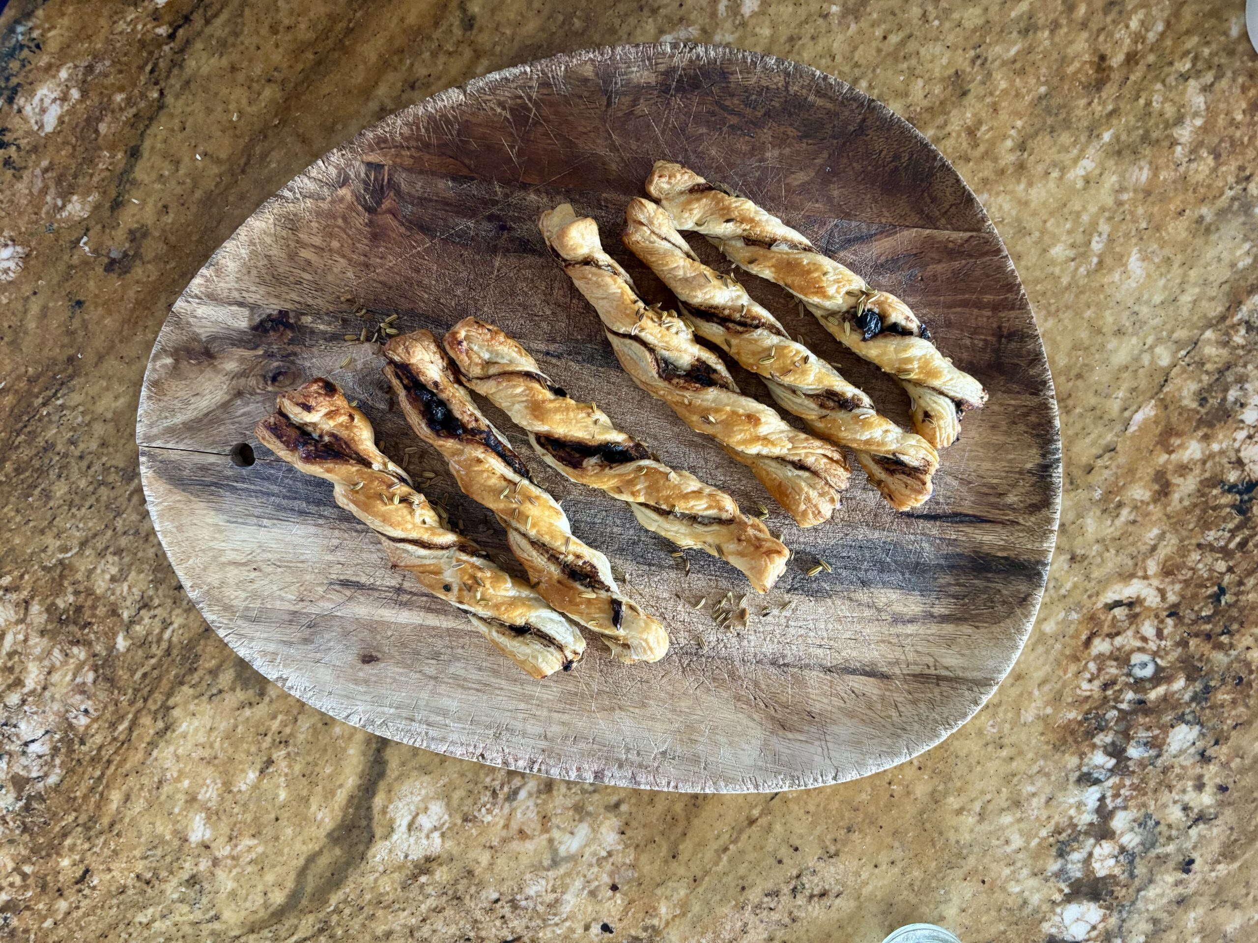 miso ham black olive twists
