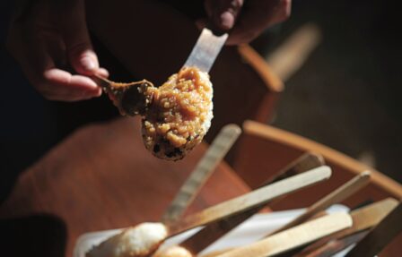 Rice cakes with walnut miso
